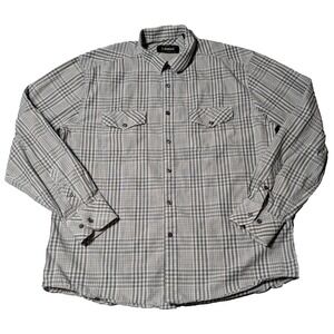 J CAMPBELL LOS ANGELES Men Size‎ XL Gray Plaid Cotton Button-Up Shirt